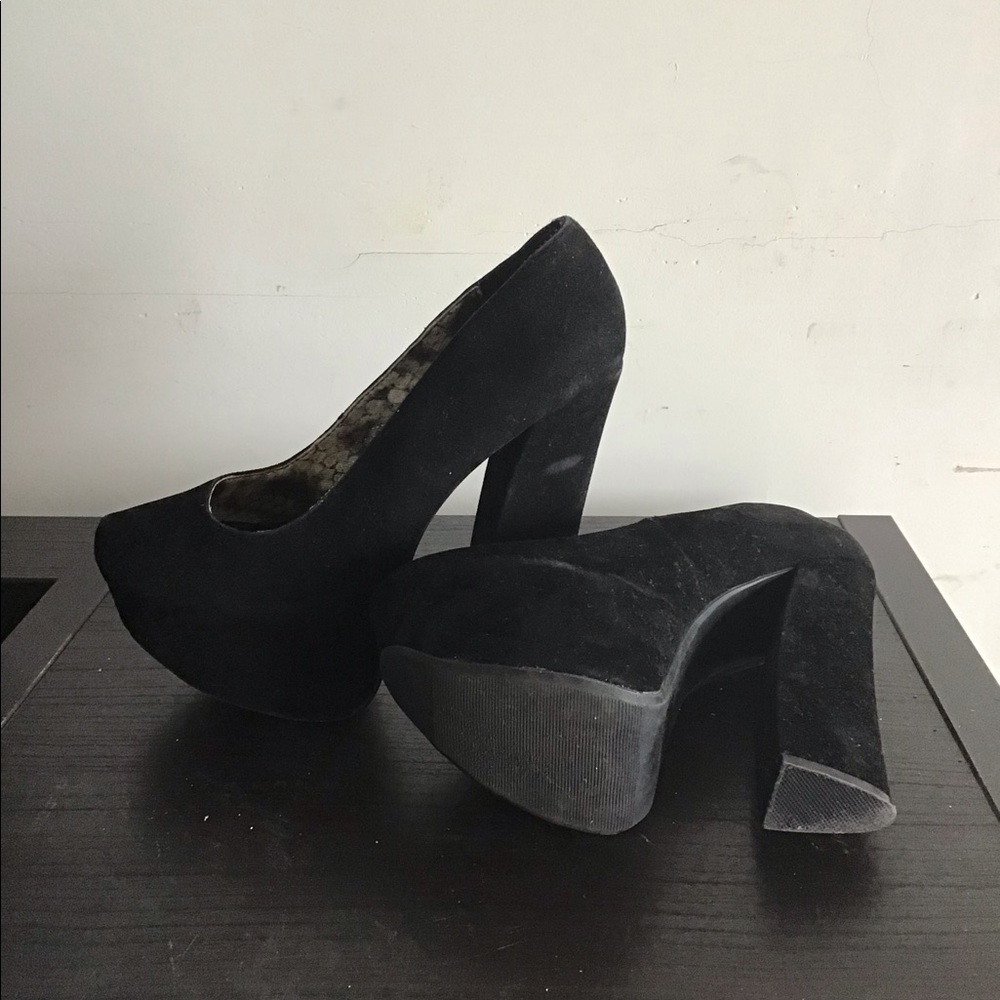 Platform faux suede heels